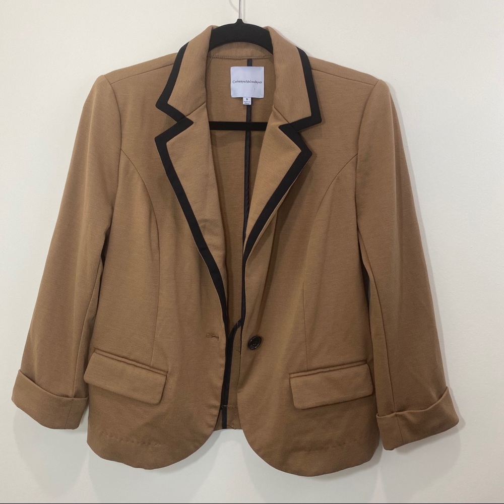 Catherine Malandrino Camel Blazer with Black Trim